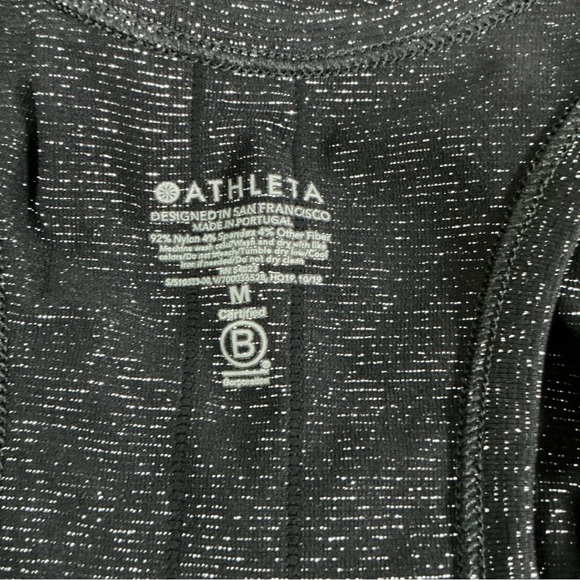 Athleta - NWT - Black / Metallic Silver Sleeveless Racerback Tank Top - Picture 2 of 5